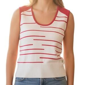 Vintage Green Lamb Y2K Pink & White Sleeveless Tank Top Womens 8